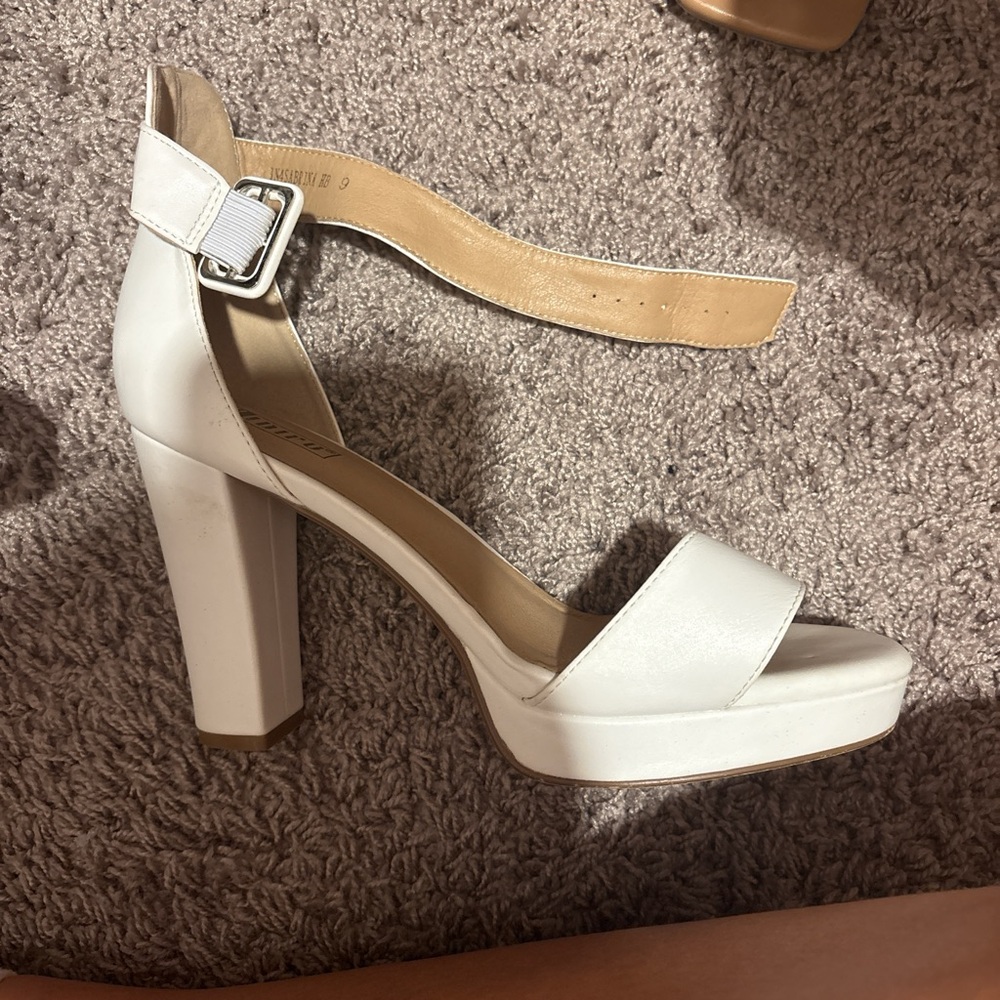Elegant White Block Heel Sandals